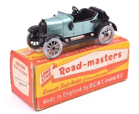 Lone Star Road-Masters 1912 Bull Nose Morris. In light green with black chassis, seat and steering wheel, with silver spoked 