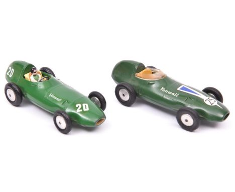 2 early Corgi Toys Vanwall single seat racing cars (150). 2 versions, one a very rare green Vandervell Products Ltd example, 