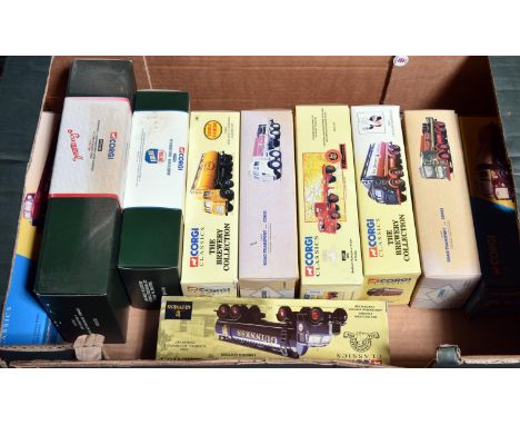 10 Corgi Classics. Scammell Highwayman Low Loader &amp; Cable Drum Load, Pointer (CC10703). Guy Invincible Tanker, Regent Oil