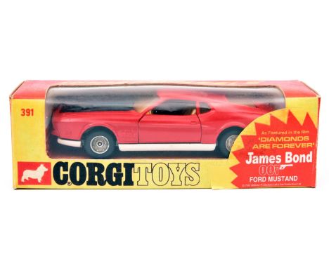 Corgi Whizzwheels James Bond 'Diamonds Are Forever' Ford Mustang Mach 1 (391). In red with black bonnet panel, creamy yellow 