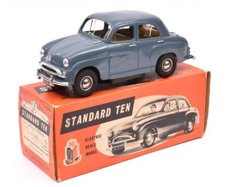 A Victory Industries 1:18 scale battery operated model of a Standard Ten. Moulded plastic body in blue-grey, with fawn seats.