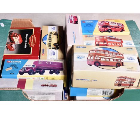 20 Corgi Classics, etc. Including; Sunbeam Trolleybus, Reading. Scammell Highwayman, ESSO tanker. Guy Arab, Southampton. AEC 