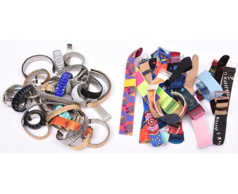 52 Swatch watch straps. 16x vintage wide fabric straps, including Official Timekeeper for the 1996 Olympic Games, etc. Togeth