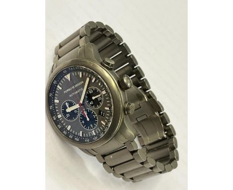 A Porsche titanium chronograph watch with box and paperwork