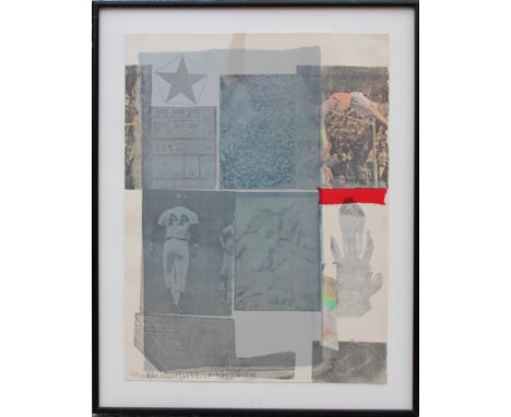 Robert Rauschenberg (1925 - 2008) "Back Out" Collage and Transfer lithograph. Pencil Signed, numbered 67/100 and dated '79 in