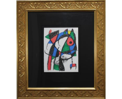 Joan Miro (1893 - 1983) Lithograph in colors. Provenance: Park West Gallery. Image Size: 12.5 x 9.5 in. Overall Size: 27.75 x