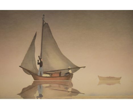 Buell Whitehead (Florida, 1919 - 1993) "William Henry's Boat" Lithograph. Pencil signed and titled in lower margin. Numbered 