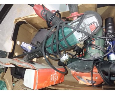 Mixed power tools to include angle grinder. All electrical items in this lot have been PAT tested for safety and have passed.