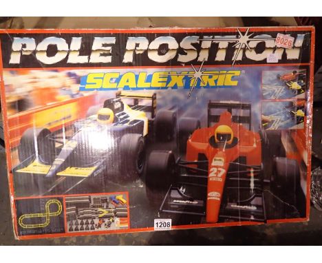 Boxed Scalextric pole position set with track, cars, controllers and manual. Not available for in-house P&amp;P 