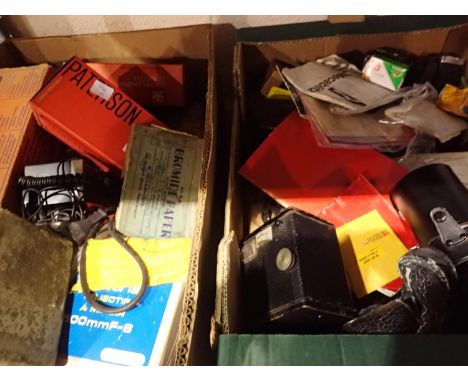 Two boxes of mixed camera accessories. Not available for in-house P&amp;P 