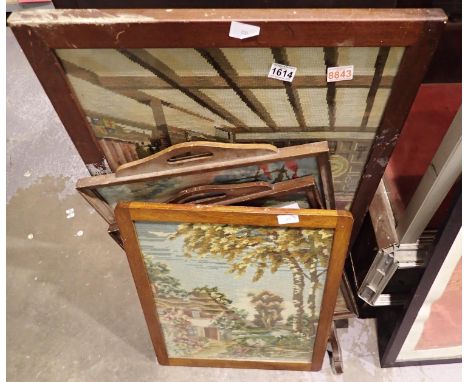 Four tapestry items including fire screen table. Not available for in-house P&amp;P 