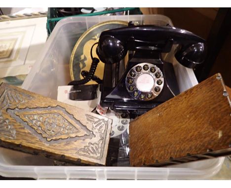 Quantity of mixed collectables including a GPO Carrington push button telephone. Not available for in-house P&amp;P 