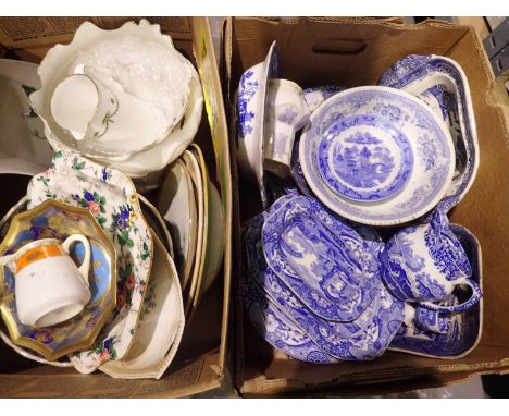 Two boxes of mixed ceramics including Noritake, Crown Ducal, Spode Italian Garden etc. Not available for in-house P&amp;P 