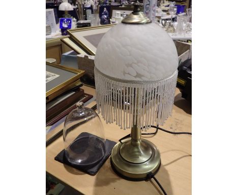 Lamp with glass shade, H: 50 cm. All electrical items in this lot have been PAT tested for safety and have passed. This does 