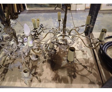Four brass six lamp chandeliers. Not available for in-house P&amp;P 
