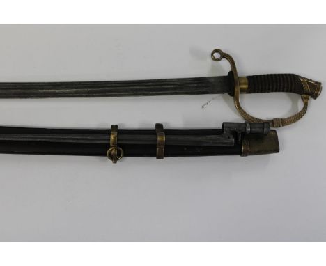 A 19th Century Russian officers sword with scabbard. Scabbard with a detachable bayonet 