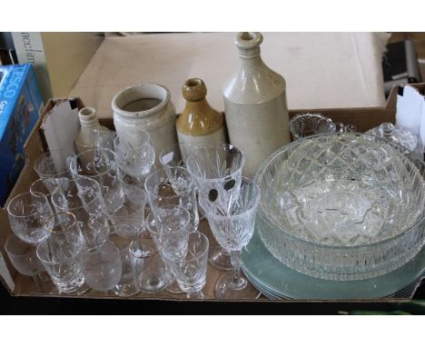 A box full of vintage glass ware &amp; other items 