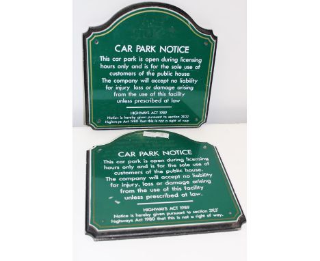 Two vintage pub car park signs39x36cm 