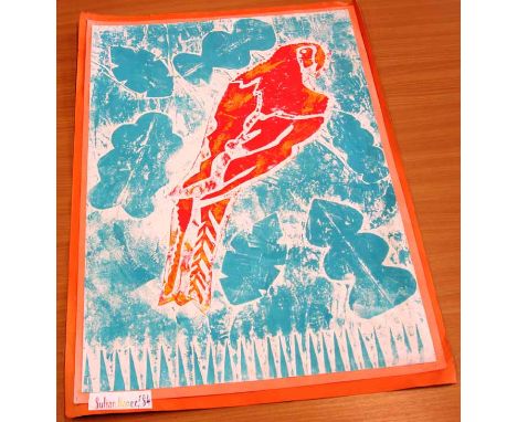 Sultan Haneef,
'Beautiful Colourful Bird'
Screen print, signed 
58cm x 41cm
Unframed 