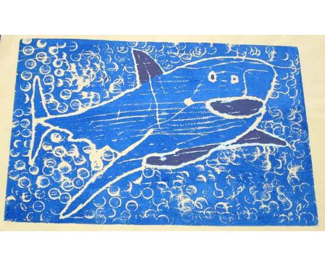 Andrew,
'Happy Sharkey Tale'
Screen print, signed 
21cm x 29cm
Unframed 