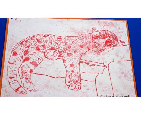 Sultan Haneef,
'Leopard'
Screen print, signed 
26cm x 36cm
Unframed 