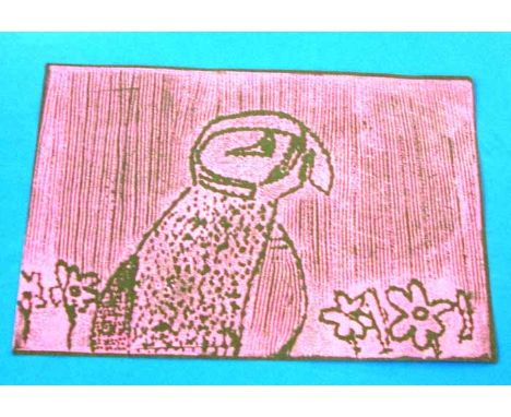 Hollybrook Pupil (Artist Unknown),
'Pink Puffin'
Screen print, unsigned 
21cm x 30cm
Unframed 