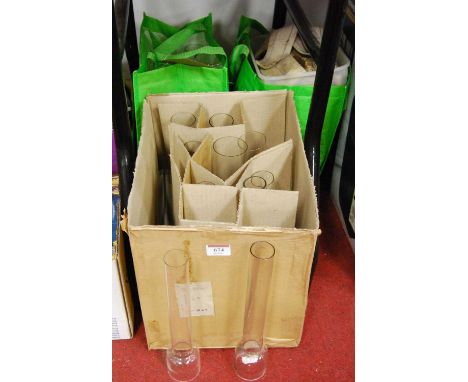 A collection of glass oil lamp chimneys 