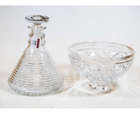A late 19th/early 20th century Stuart Crystal decanter of stepped conical form, height 22cm, together with a Waterford crysta