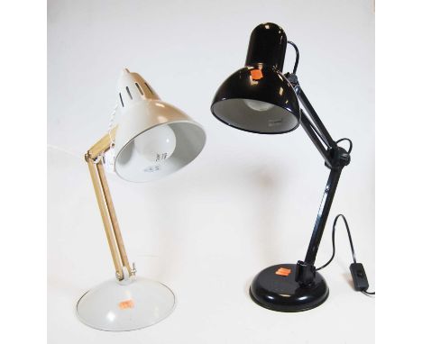 A 20th century black painted metal angle poise desk lamp, together with another similar (2)