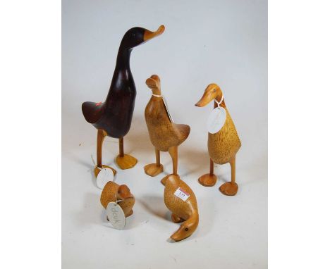 A set of five graduated DCUK hardwood models of ducks, largest 43cm highCondition report: Smallest duck - light scratches to 