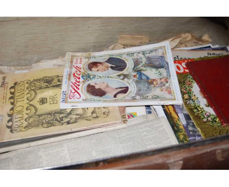 A canvas bound trunk containing assorted royal ephemera to include Foreman Order 1838 Coronation red book