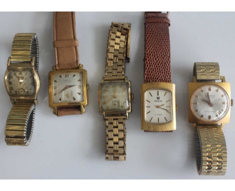 A collection of principally vintage gents tanker midsize wrist watches largely being manual wind, to include Lanco, Witthauer