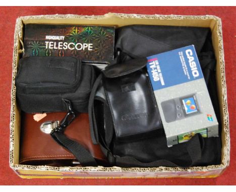 Mixed lot to include Canon 35mm camera, Casio LCD colour miniature TV,  a small telescope etc