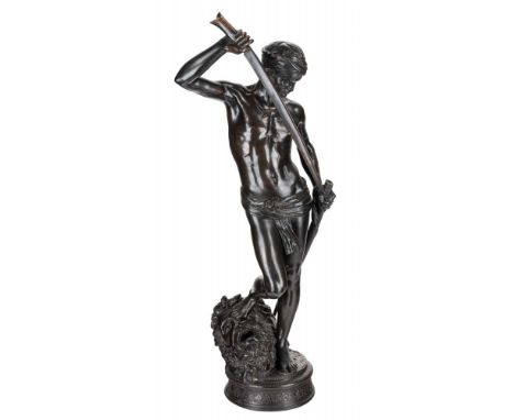 MARIUS-JEAN-ANTONIN MERCIE (FRENCH 1845-1916) David apres le Combat,  bronze with dark brown patina height including base: 94