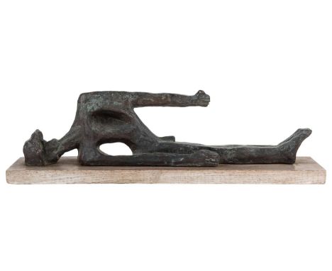 ERNST NEIZVESTNY (RUSSIAN 1925-2016) Fallen Soldier,  bronze with green patina, wood  height with base: 12 cm (4 6/8 in.); le
