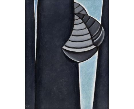 DMITRI KRASNOPEVTSEV (RUSSIAN 1925-1995) Abstract Shell with Cylinders, 1961 oil on board 42.5 x 33 cm (16 3/4 x 13 in.) init
