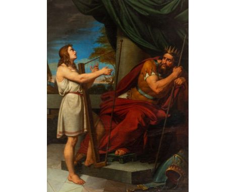 RUSSIAN 19TH CENTURY ACADEMIC SCHOOL David Playing the Harp Before Saul,  oil on canvas 96 1/2 x 76 1/2 cm (38 x 30 1/8 in.) 