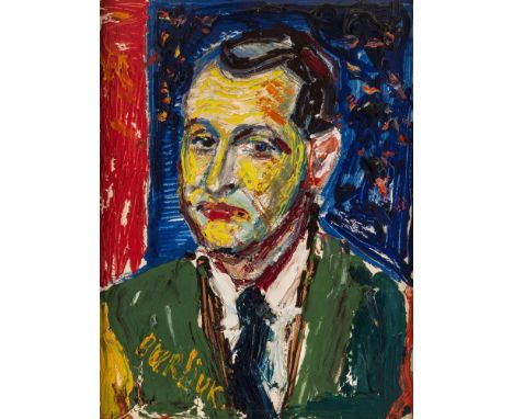 DAVID BURLIUK (RUSSIAN 1882-1967) Portrait of a man, possibly Albert Koslow,  oil on board 40 x 30 cm (15 3/4 x 11 3/4 in.)  