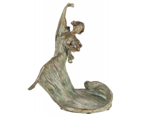 GEORGE VAN DER STRAETEN (BELGIAN 1856-1941) La Belle Otero, c. 1900 cold painted bronze height with base: 44.5 cm (17 1/2 in.