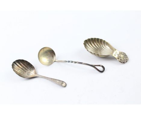 3 x .925 sterling silver spoons inc georgian, caddy etc