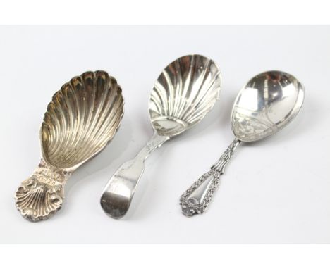 3 x .925 sterling silver caddy spoons inc victorian 