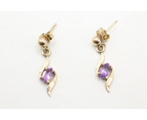 9ct gold amethyst drop earrings (0.7g) 
