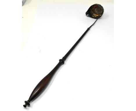 Antique Georgian silver 1758 coin set brandy ladle measures approx 17ins long 