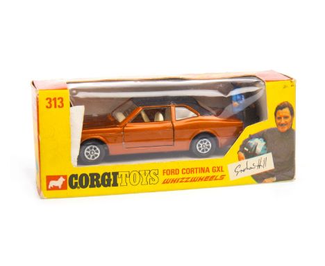 CORGI MODEL OF A FORD CORTINA GXL CAR, no. 313, in box and including Graham Hill figure