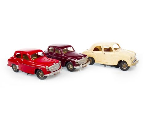 TWO VICTORY INDUSTRIES ELECTRIC HILLMAN MODEL CARS, including one red and one maroon example; along with a further Victory In