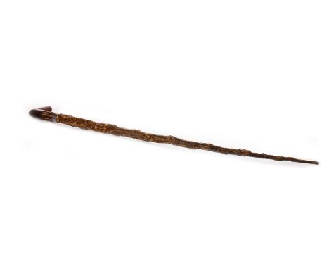 LATE 19TH CENTURY SWORDSTICK, cased in simulated horn carved wood, with a white metal collar inscribed "From P. Sinclair, to 