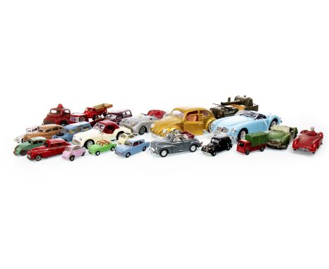 JAPANESE MADE TIN PLATE TRIUMPH TR3 MODEL CAR, along with a collection of various model vehicles including a Polistil MGA twi