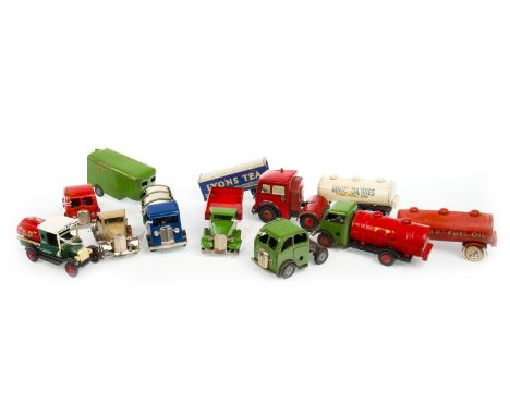TRI-ANG COUNTY FARMERS LTD GREEN MODEL TRUCK, approximately 27.5cm long; along with two Tri-Ang Minic trucks and a number of 