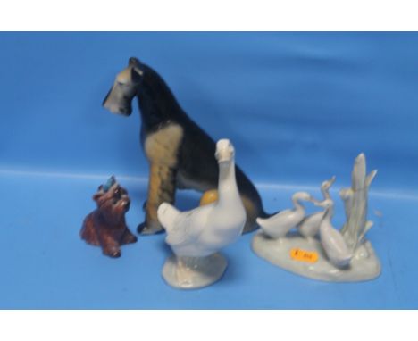 TWO NAO FIGURES, ONE A/F TOGETHER WITH TWO DOG FIGURES  (4)