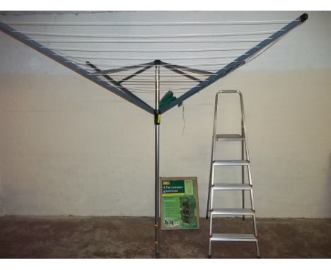 AN ALUMINIUM STEP LADDER TOGETHER WITH A ROTARY WASHING LINE